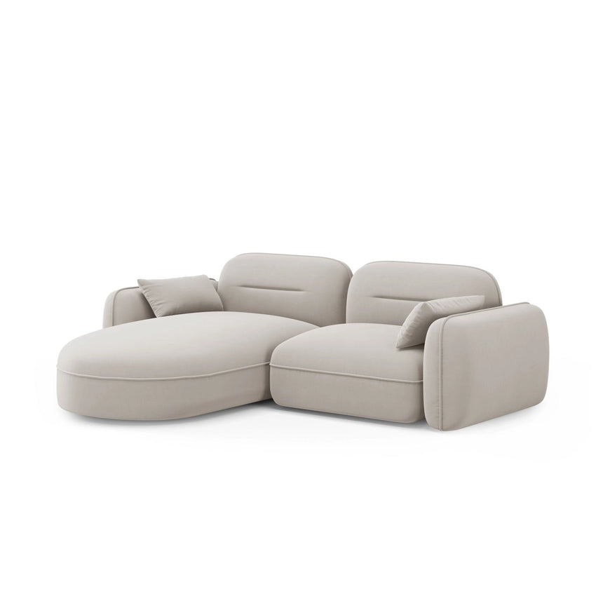 Sydney 3-Sitzer Ecksofa, Linke Seite, aus Samt in Hellbeige (Casino Pearl), 230x165x70 cm von Cosmopolitan Design – Bild 4