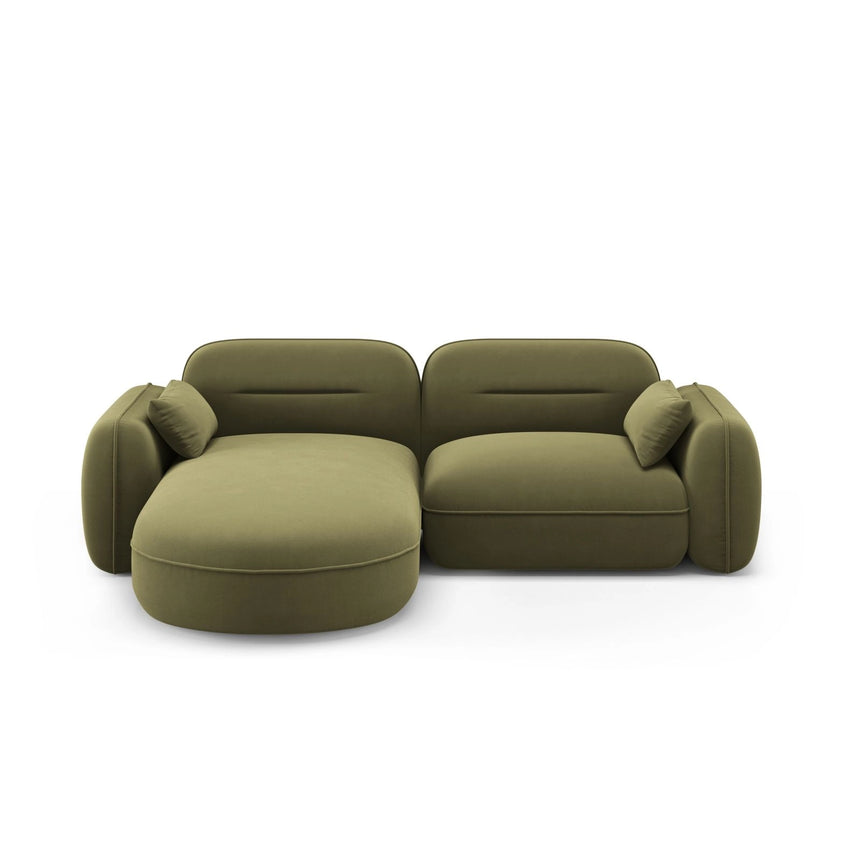 Sydney 3-Sitzer Ecksofa, Linke Seite, aus Samt in Hellgrün (Casino Forest), 230x165x70 cm von Cosmopolitan Design – Bild 1