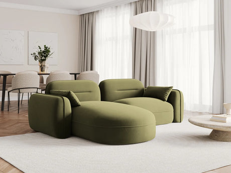 Sydney 3-Sitzer Ecksofa, Linke Seite, aus Samt in Hellgrün (Casino Forest), 230x165x70 cm von Cosmopolitan Design – Bild 2