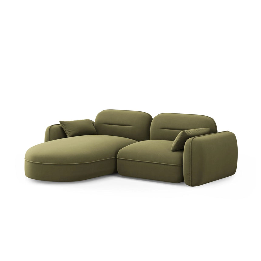 Sydney 3-Sitzer Ecksofa, Linke Seite, aus Samt in Hellgrün (Casino Forest), 230x165x70 cm von Cosmopolitan Design – Bild 4