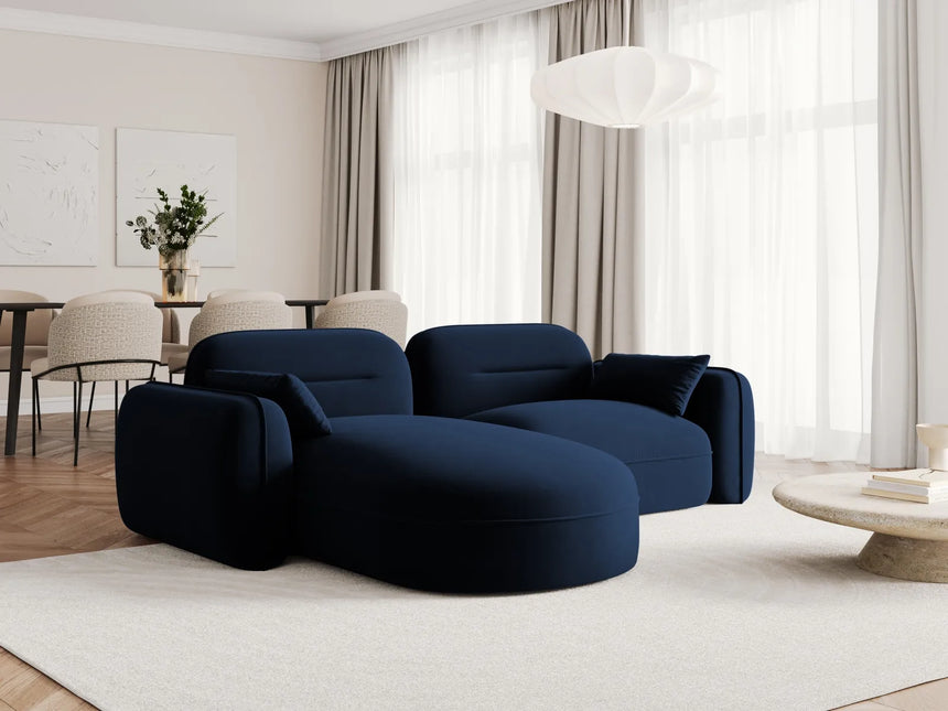 Sydney 3-Sitzer Ecksofa, Linke Seite, aus Samt in Königsblau (Casino Deep Blue), 230x165x70 cm von Cosmopolitan Design – Bild 2