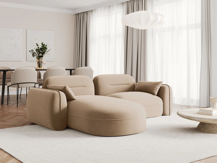 Sydney 3-Sitzer Ecksofa, Linke Seite, aus Samt in Sand (Casino Lion), 230x165x70 cm von Cosmopolitan Design – Bild 2