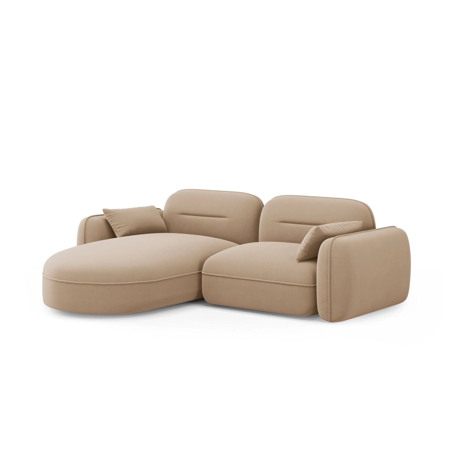 Sydney 3-Sitzer Ecksofa, Linke Seite, aus Samt in Sand (Casino Lion), 230x165x70 cm von Cosmopolitan Design – Bild 4