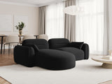 Sydney 3-Sitzer Ecksofa, Linke Seite, aus Samt in Schwarz (Casino Black), 230x165x70 cm von Cosmopolitan Design – Bild 2