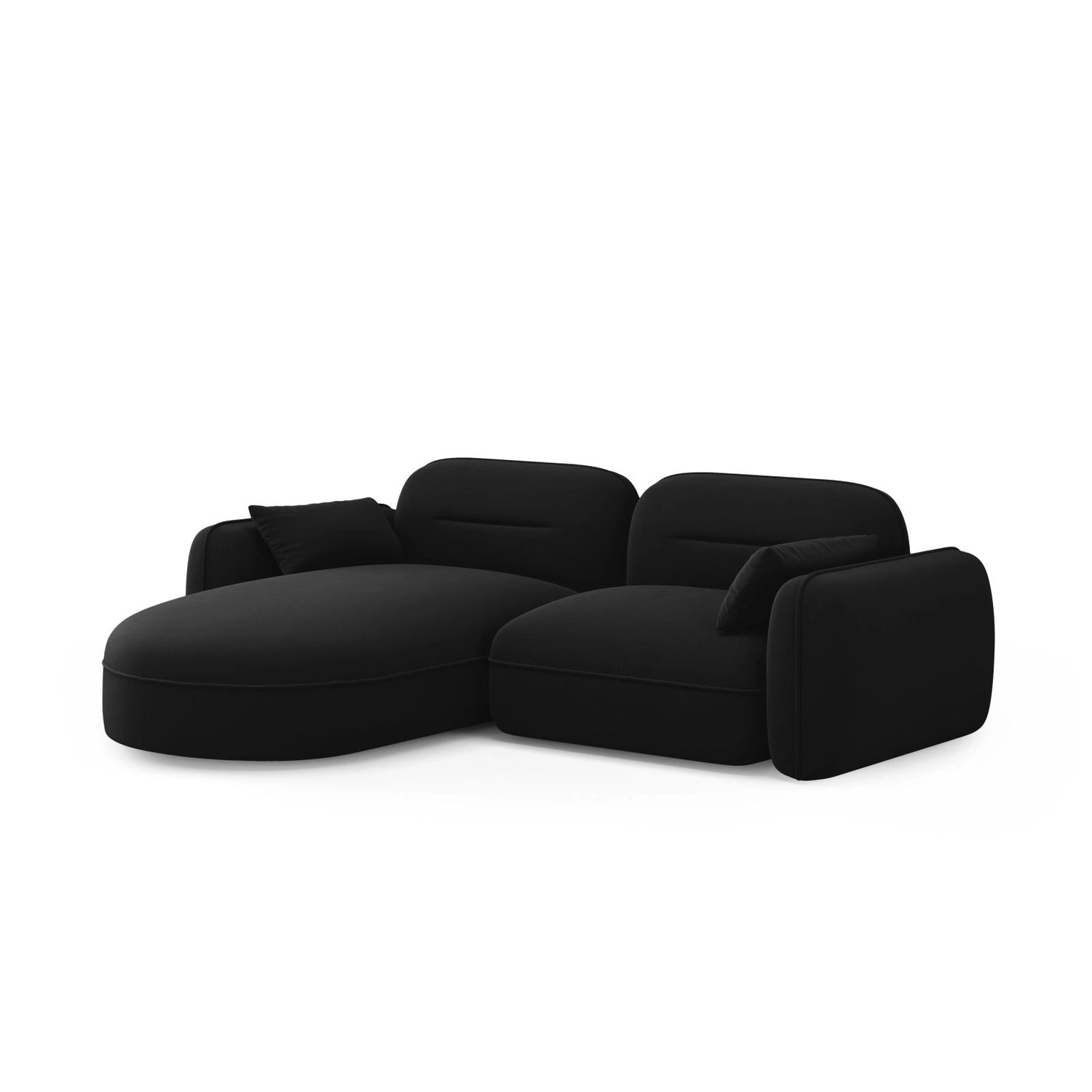 Sydney 3-Sitzer Ecksofa, Linke Seite, aus Samt in Schwarz (Casino Black), 230x165x70 cm von Cosmopolitan Design – Bild 4