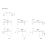 Sydney 3-Sitzer Ecksofa, Rechte Seite, aus Samt, 230x165x70 cm von Cosmopolitan Design – Bild 3