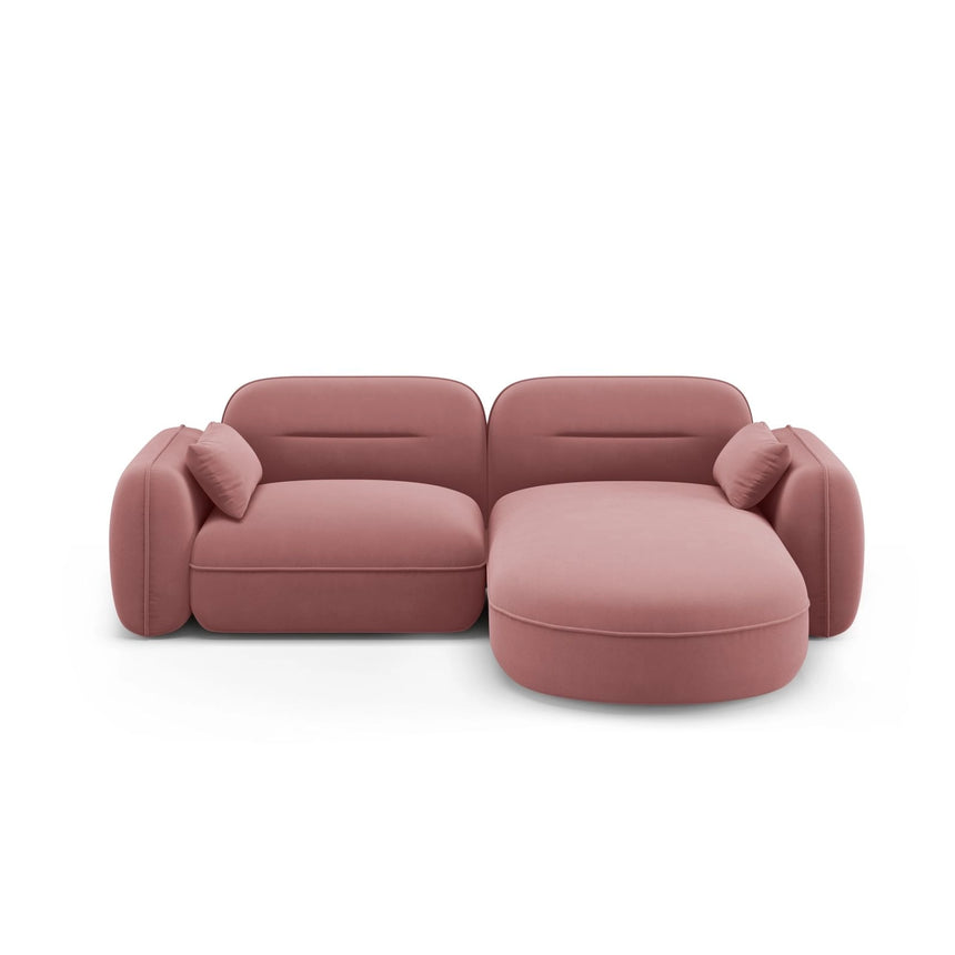 Sydney 3-Sitzer Ecksofa, Rechte Seite, aus Samt in Flamingo (Casino Salmon), 230x165x70 cm von Cosmopolitan Design – Bild 1