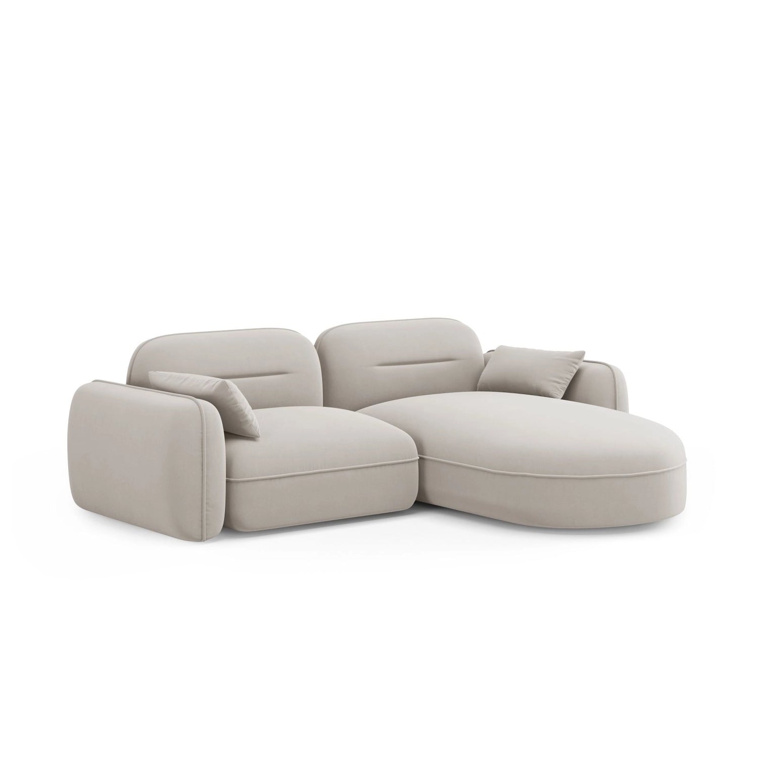 Sydney 3-Sitzer Ecksofa, Rechte Seite, aus Samt in Hellbeige (Casino Pearl), 230x165x70 cm von Cosmopolitan Design – Bild 4
