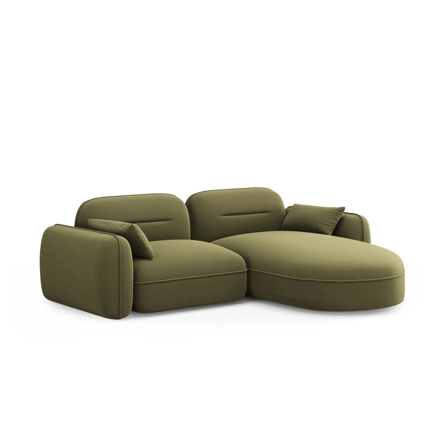Sydney 3-Sitzer Ecksofa, Rechte Seite, aus Samt in Hellgrün (Casino Forest), 230x165x70 cm von Cosmopolitan Design – Bild 4