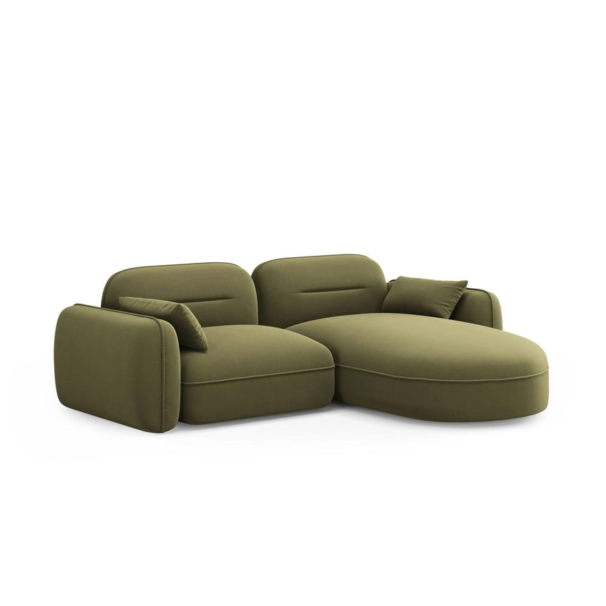 Sydney 3-Sitzer Ecksofa, Rechte Seite, aus Samt in Hellgrün (Casino Forest), 230x165x70 cm von Cosmopolitan Design – Bild 4