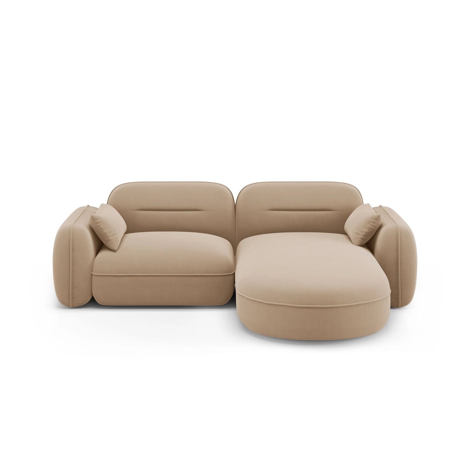 Sydney 3-Sitzer Ecksofa, Rechte Seite, aus Samt in Sand (Casino Lion), 230x165x70 cm von Cosmopolitan Design – Bild 1