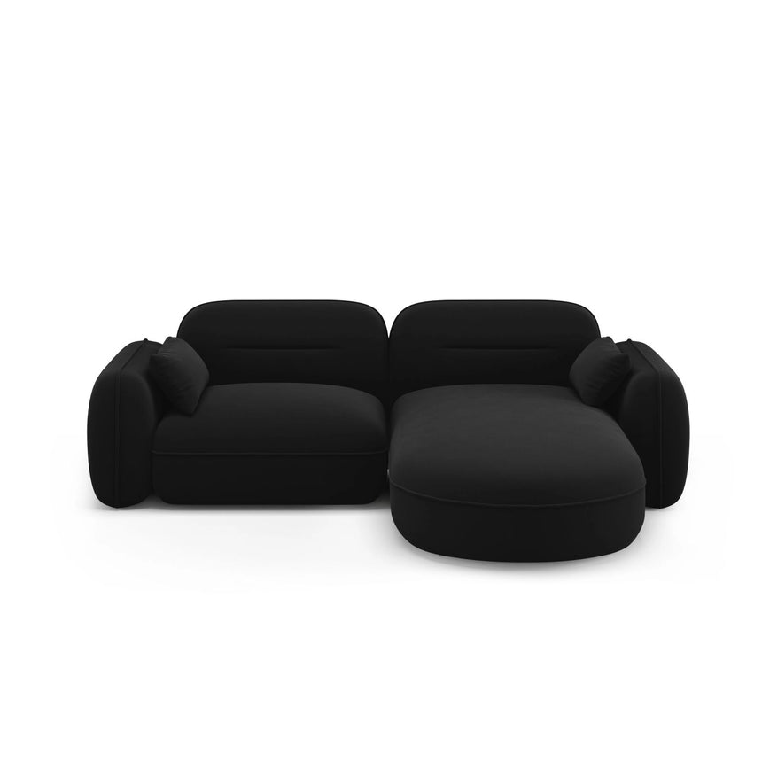 Sydney 3-Sitzer Ecksofa, Rechte Seite, aus Samt in Schwarz (Casino Black), 230x165x70 cm von Cosmopolitan Design – Bild 1