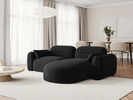 Sydney 3-Sitzer Ecksofa, Rechte Seite, aus Samt in Schwarz (Casino Black), 230x165x70 cm von Cosmopolitan Design – Bild 2