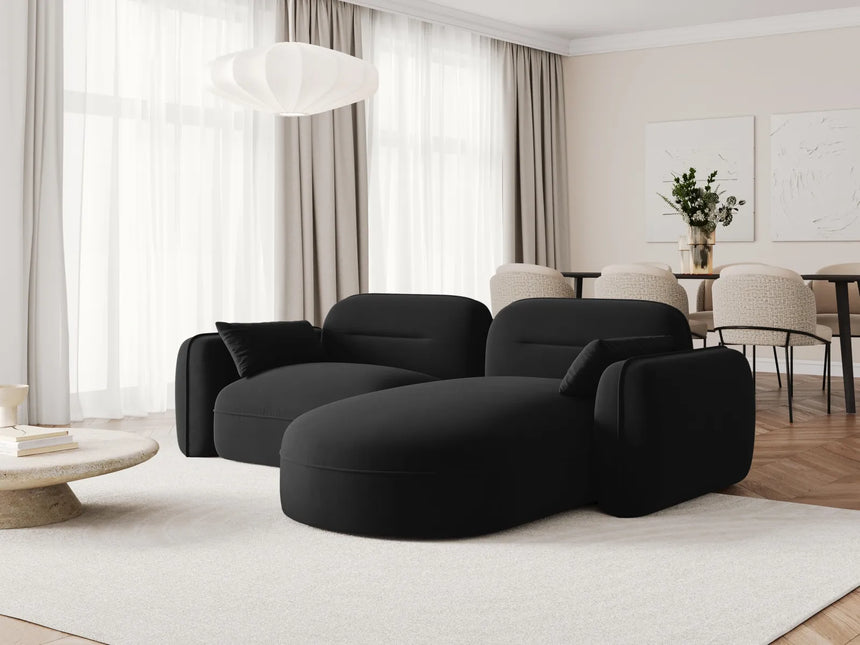 Sydney 3-Sitzer Ecksofa, Rechte Seite, aus Samt in Schwarz (Casino Black), 230x165x70 cm von Cosmopolitan Design – Bild 2