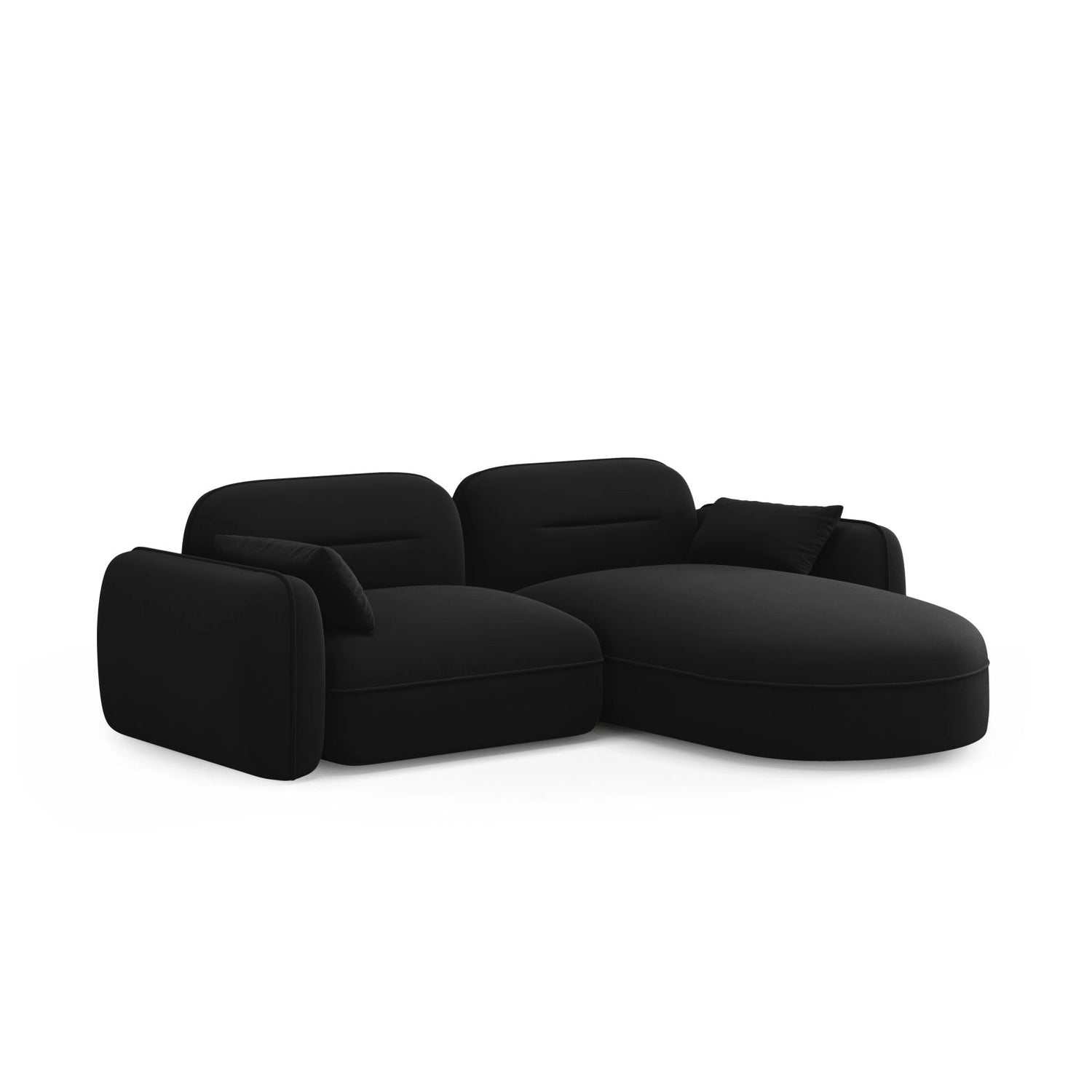 Sydney 3-Sitzer Ecksofa, Rechte Seite, aus Samt in Schwarz (Casino Black), 230x165x70 cm von Cosmopolitan Design – Bild 4