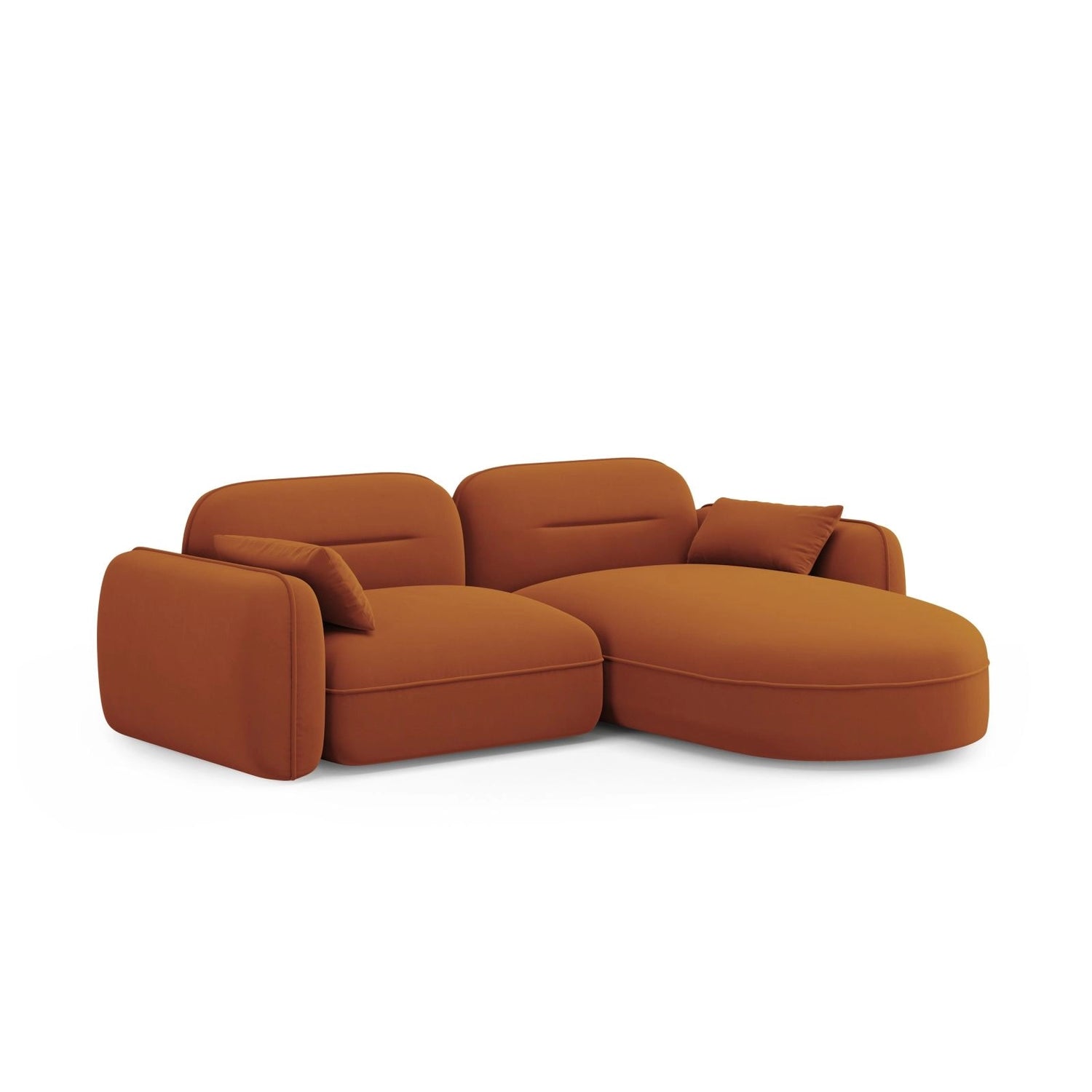 Sydney 3-Sitzer Ecksofa, Rechte Seite, aus Samt in Terrakotta (Casino Terracota), 230x165x70 cm von Cosmopolitan Design – Bild 4