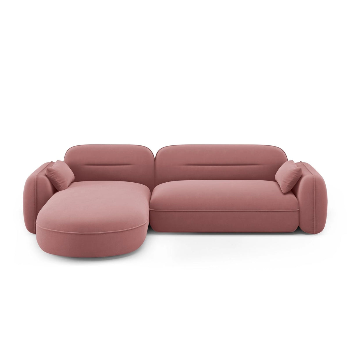 Sydney 4-Sitzer Ecksofa, Linke Seite, aus Samt in Flamingo (Casino Salmon), 275x165x70 cm von Cosmopolitan Design – Bild 1