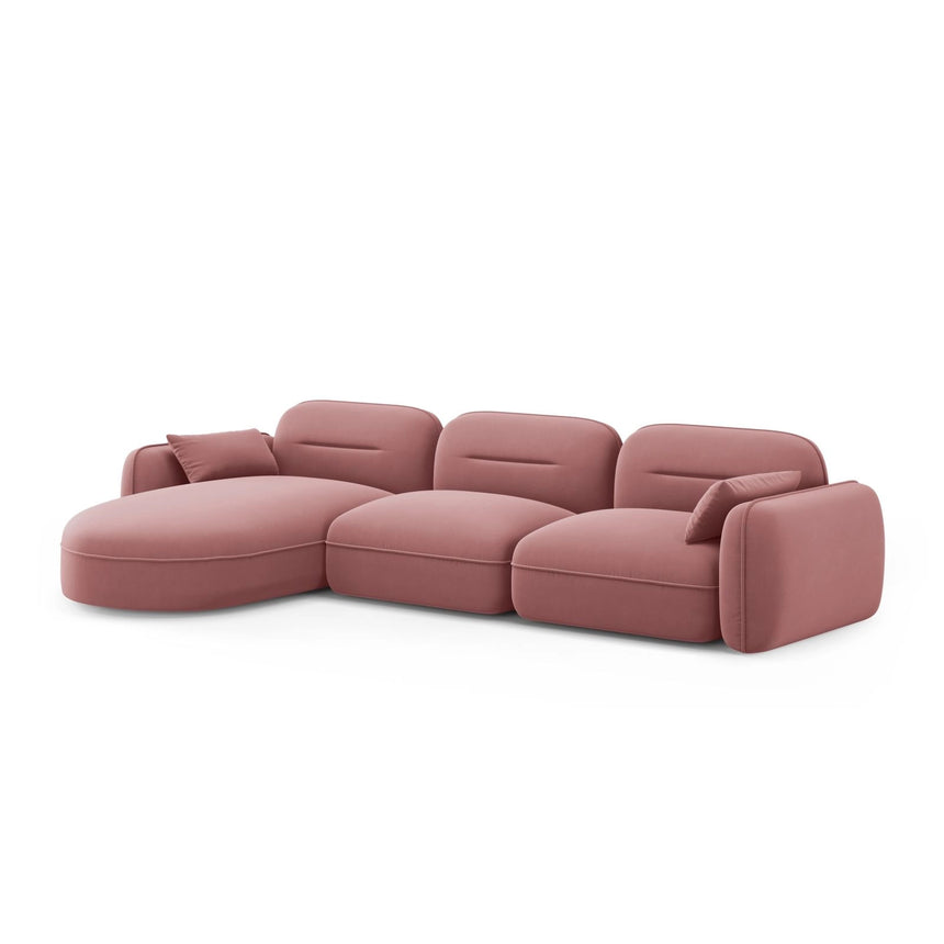 Sydney 4-Sitzer Ecksofa, Linke Seite, aus Samt in Flamingo (Casino Salmon), 320x165x70 cm von Cosmopolitan Design – Bild 4