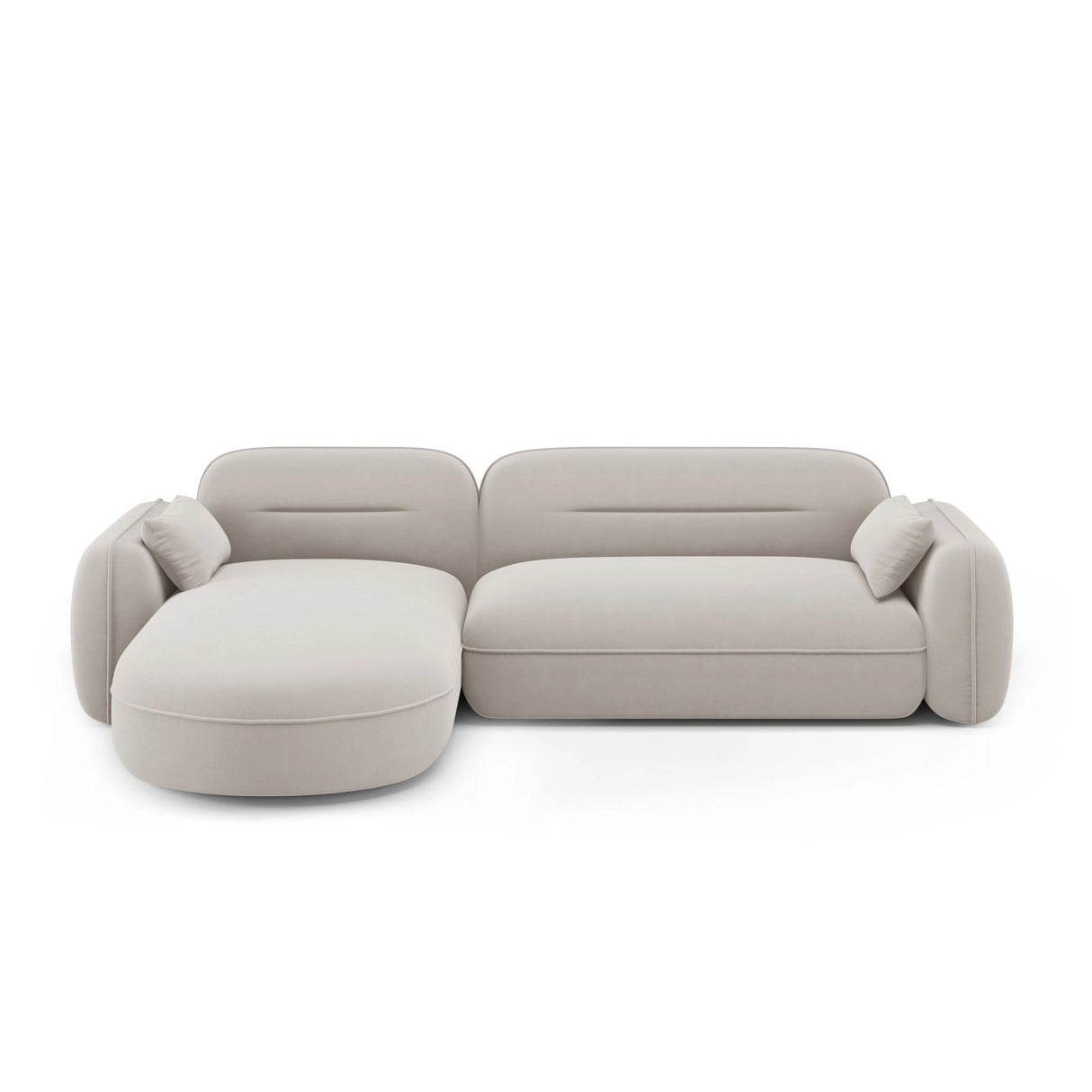 Sydney 4-Sitzer Ecksofa, Linke Seite, aus Samt in Hellbeige (Casino Pearl), 275x165x70 cm von Cosmopolitan Design – Bild 1