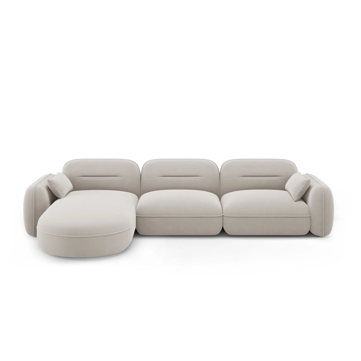 Sydney 4-Sitzer Ecksofa, Linke Seite, aus Samt in Hellbeige (Casino Pearl), 320x165x70 cm von Cosmopolitan Design – Bild 1