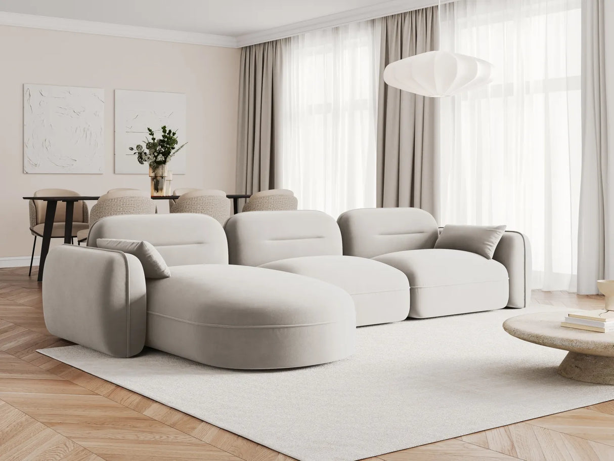 Sydney 4-Sitzer Ecksofa, Linke Seite, aus Samt in Hellbeige (Casino Pearl), 320x165x70 cm von Cosmopolitan Design – Bild 2