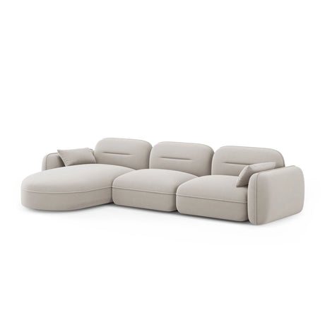 Sydney 4-Sitzer Ecksofa, Linke Seite, aus Samt in Hellbeige (Casino Pearl), 320x165x70 cm von Cosmopolitan Design – Bild 4