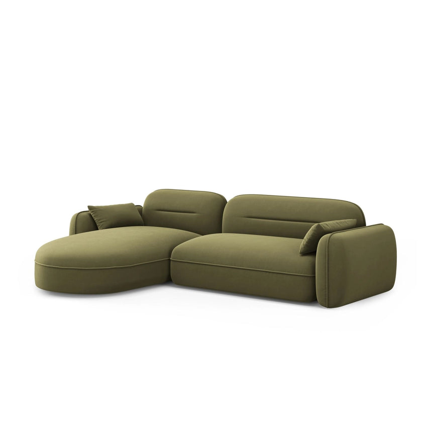 Sydney 4-Sitzer Ecksofa, Linke Seite, aus Samt in Hellgrün (Casino Forest), 275x165x70 cm von Cosmopolitan Design – Bild 4