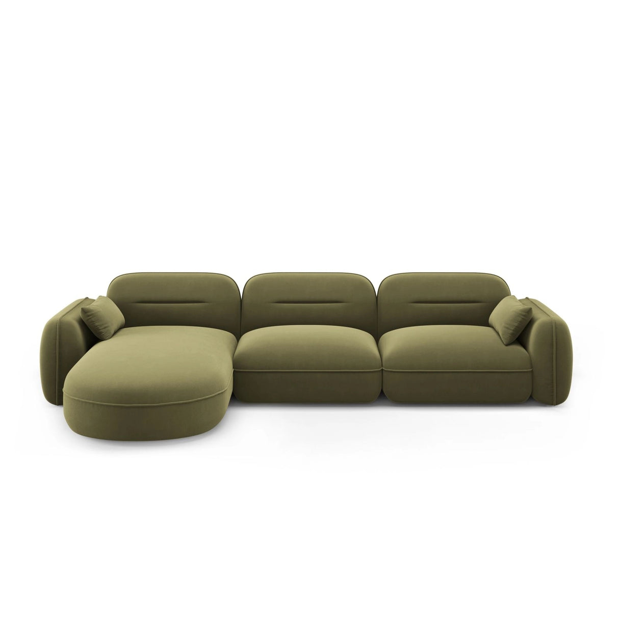 Sydney 4-Sitzer Ecksofa, Linke Seite, aus Samt in Hellgrün (Casino Forest), 320x165x70 cm von Cosmopolitan Design – Bild 1