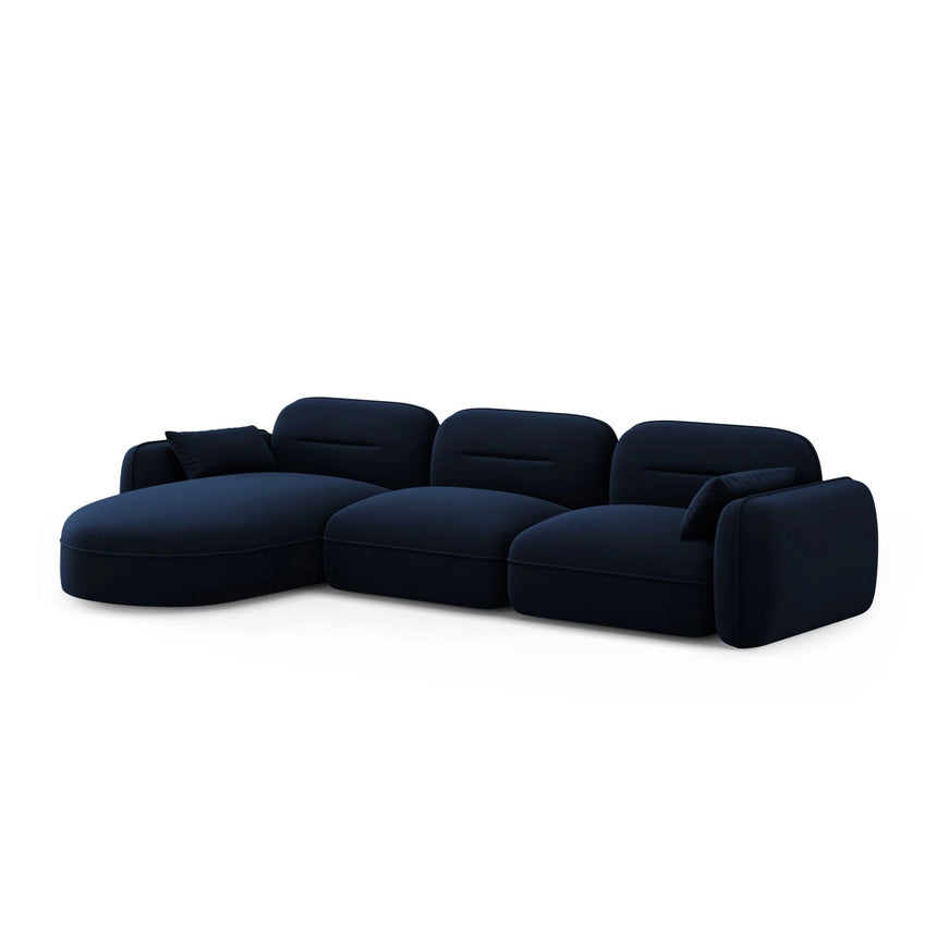 Sydney 4-Sitzer Ecksofa, Linke Seite, aus Samt in Königsblau (Casino Deep Blue), 320x165x70 cm von Cosmopolitan Design – Bild 4