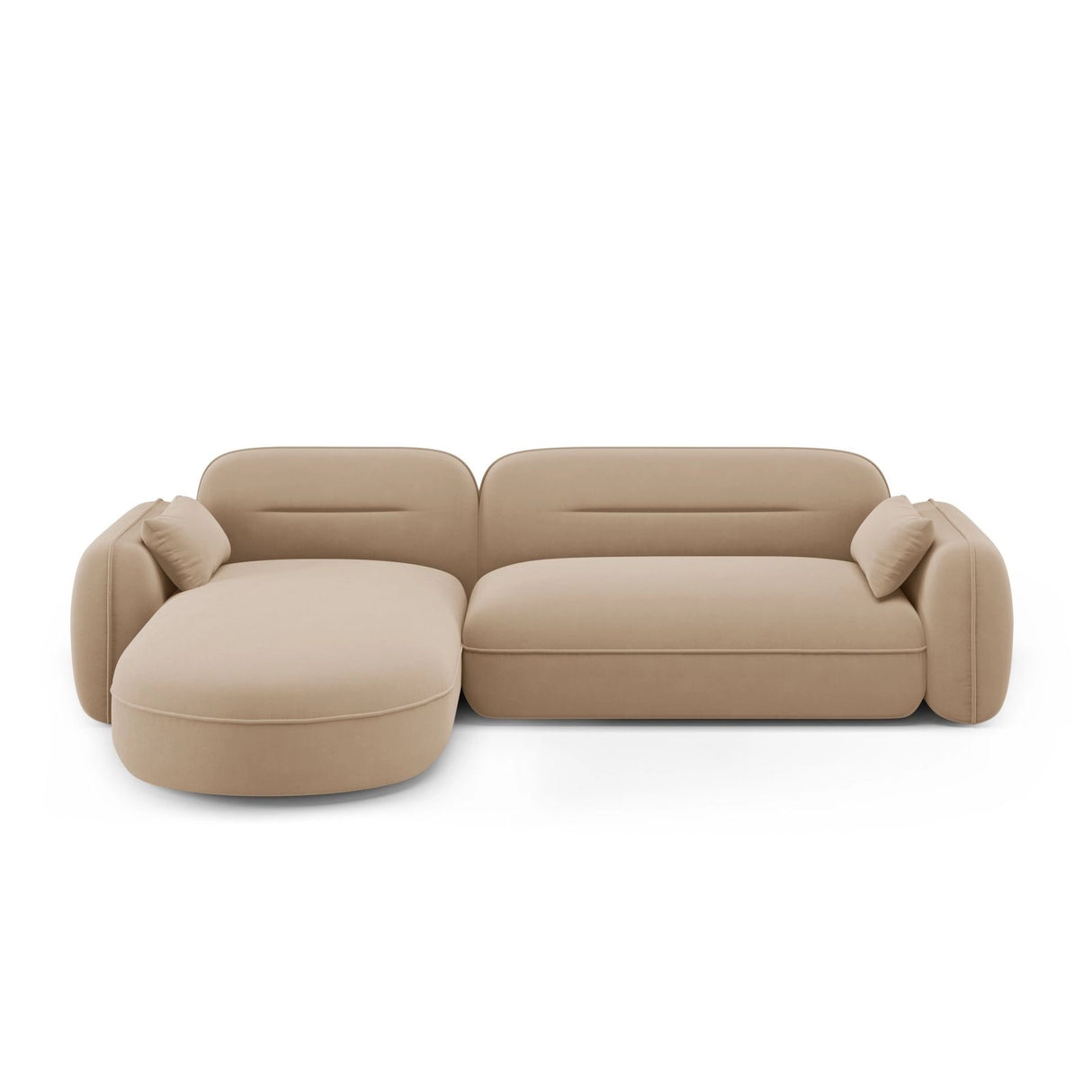 Sydney 4-Sitzer Ecksofa, Linke Seite, aus Samt in Sand (Casino Lion), 275x165x70 cm von Cosmopolitan Design – Bild 1