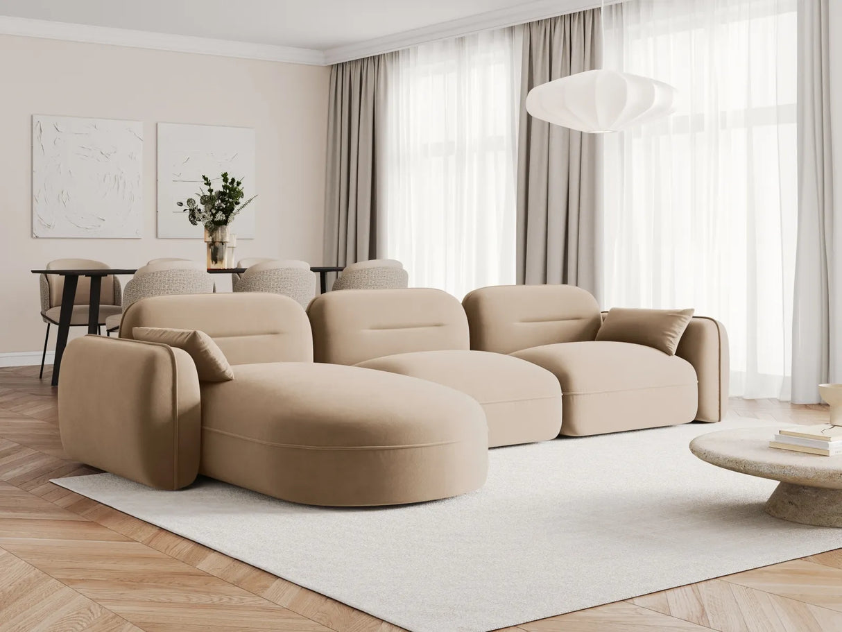 Sydney 4-Sitzer Ecksofa, Linke Seite, aus Samt in Sand (Casino Lion), 320x165x70 cm von Cosmopolitan Design – Bild 2