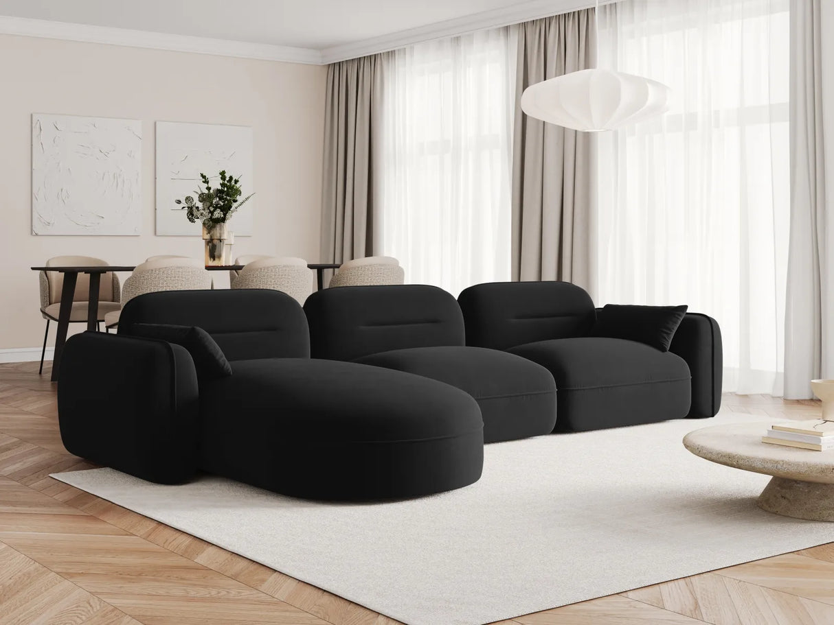 Sydney 4-Sitzer Ecksofa, Linke Seite, aus Samt in Schwarz (Casino Black), 320x165x70 cm von Cosmopolitan Design – Bild 2