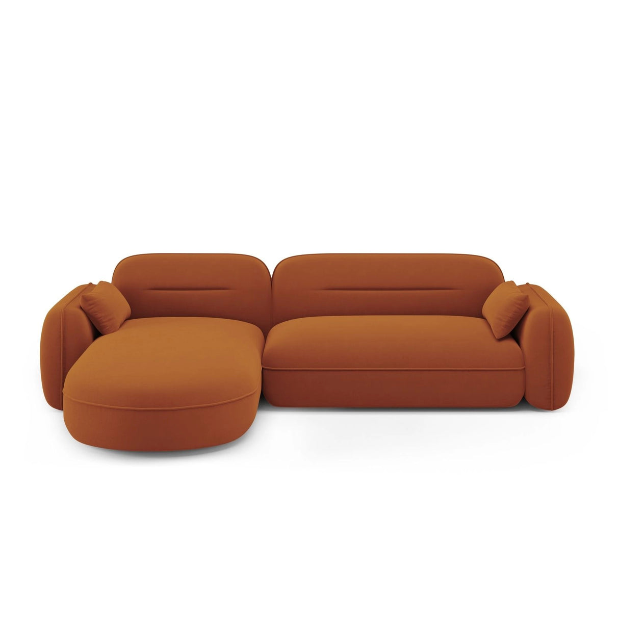 Sydney 4-Sitzer Ecksofa, Linke Seite, aus Samt in Terrakotta (Casino Terracota), 275x165x70 cm von Cosmopolitan Design – Bild 1