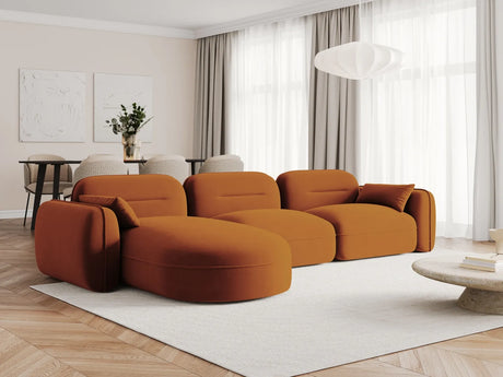 Sydney 4-Sitzer Ecksofa, Linke Seite, aus Samt in Terrakotta (Casino Terracota), 320x165x70 cm von Cosmopolitan Design – Bild 2