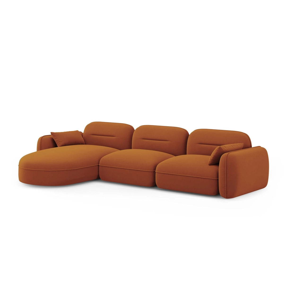 Sydney 4-Sitzer Ecksofa, Linke Seite, aus Samt in Terrakotta (Casino Terracota), 320x165x70 cm von Cosmopolitan Design – Bild 4