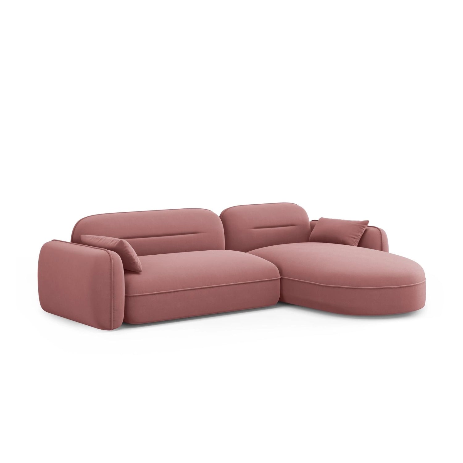 Sydney 4-Sitzer Ecksofa, Rechte Seite, aus Samt in Flamingo (Casino Salmon), 275x165x70 cm von Cosmopolitan Design – Bild 4
