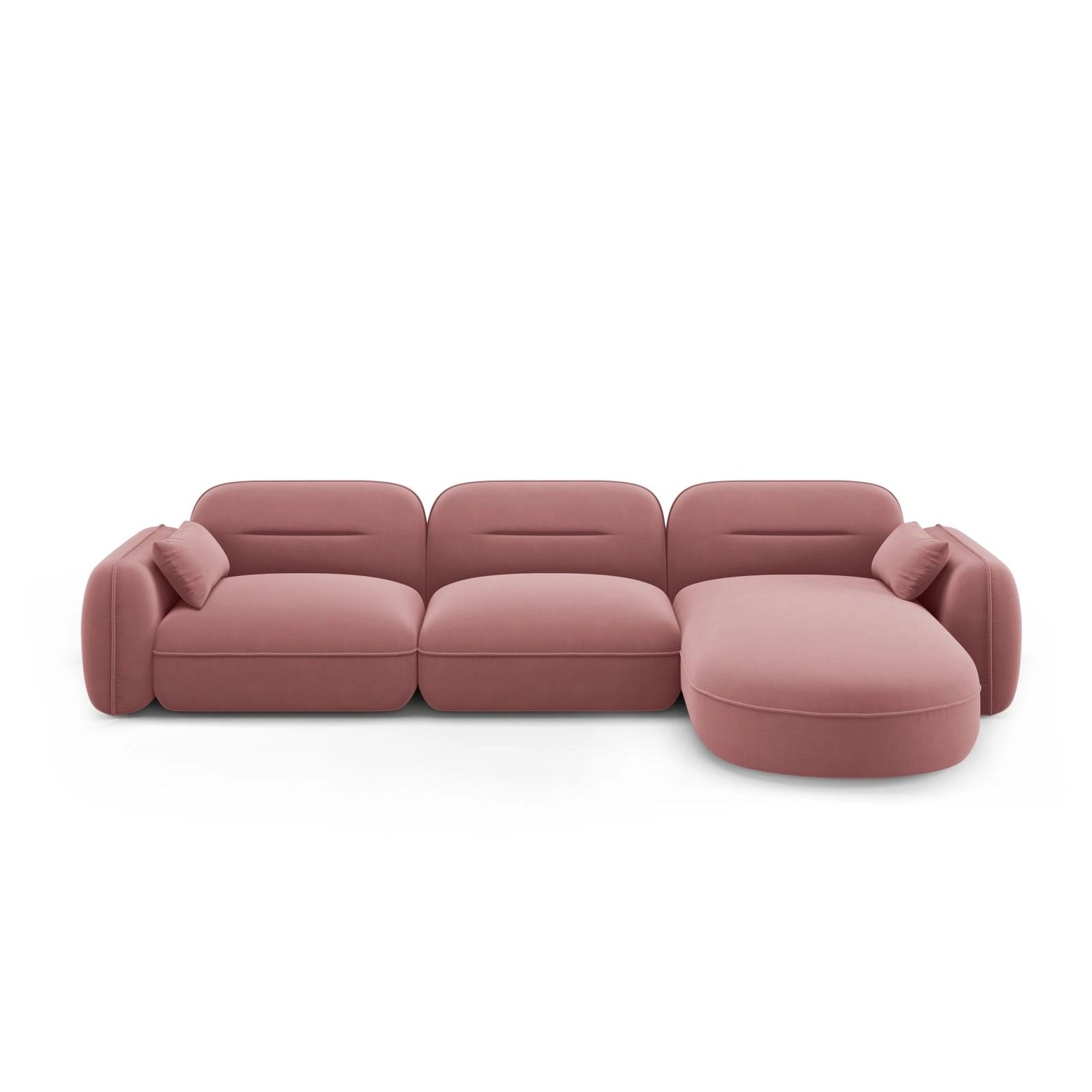 Sydney 4-Sitzer Ecksofa, Rechte Seite, aus Samt in Flamingo (Casino Salmon), 320x165x70 cm von Cosmopolitan Design – Bild 1