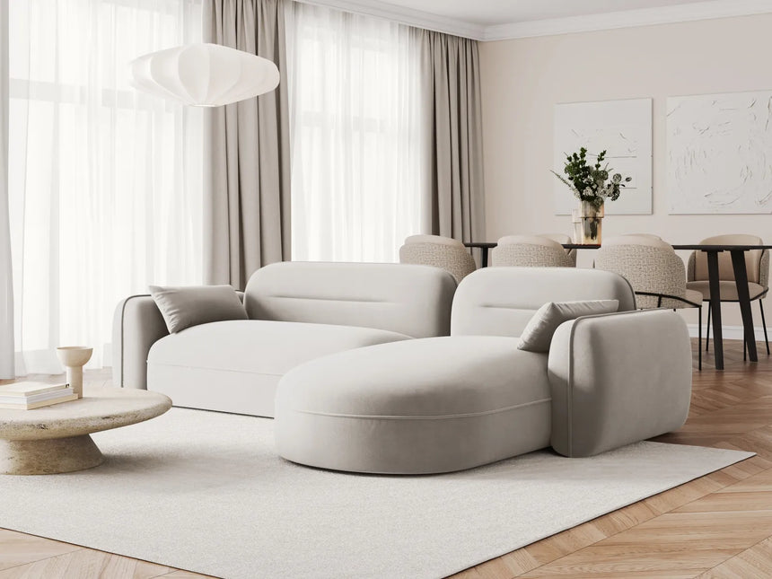 Sydney 4-Sitzer Ecksofa, Rechte Seite, aus Samt in Hellbeige (Casino Pearl), 275x165x70 cm von Cosmopolitan Design – Bild 2