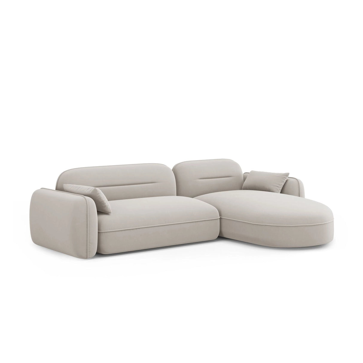 Sydney 4-Sitzer Ecksofa, Rechte Seite, aus Samt in Hellbeige (Casino Pearl), 275x165x70 cm von Cosmopolitan Design – Bild 4