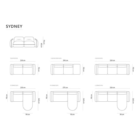 Sydney 4-Sitzer Ecksofa, Rechte Seite, aus Samt in Hellbeige (Casino Pearl), 320x165x70 cm von Cosmopolitan Design – Bild 3