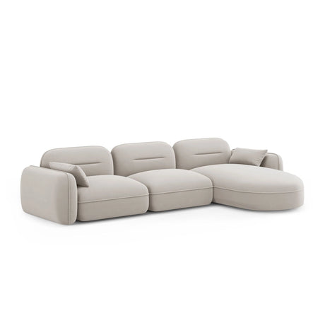 Sydney 4-Sitzer Ecksofa, Rechte Seite, aus Samt in Hellbeige (Casino Pearl), 320x165x70 cm von Cosmopolitan Design – Bild 4