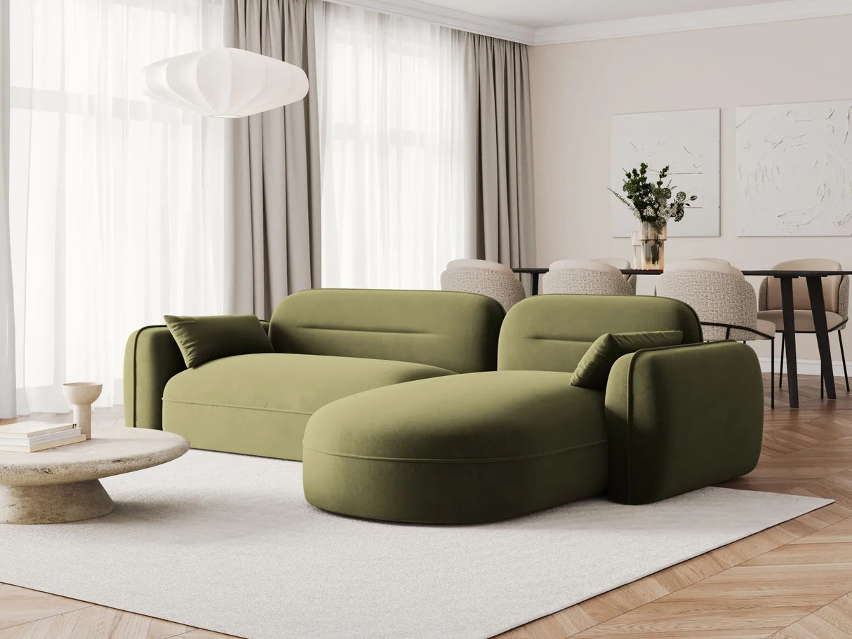 Sydney 4-Sitzer Ecksofa, Rechte Seite, aus Samt in Hellgrün (Casino Forest), 275x165x70 cm von Cosmopolitan Design – Bild 2