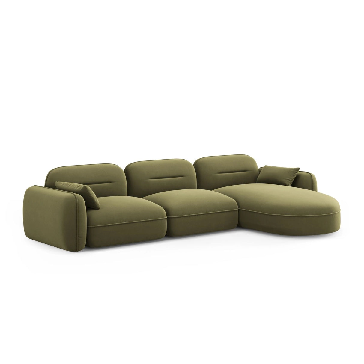 Sydney 4-Sitzer Ecksofa, Rechte Seite, aus Samt in Hellgrün (Casino Forest), 320x165x70 cm von Cosmopolitan Design – Bild 4
