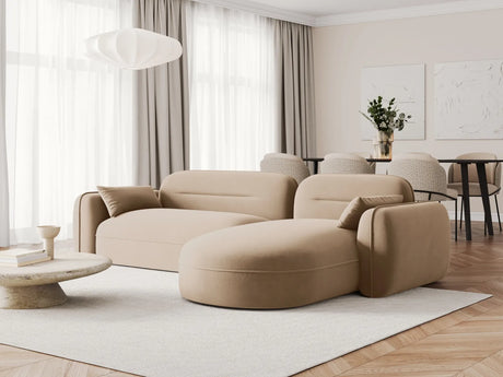Sydney 4-Sitzer Ecksofa, Rechte Seite, aus Samt in Sand (Casino Lion), 275x165x70 cm von Cosmopolitan Design – Bild 2