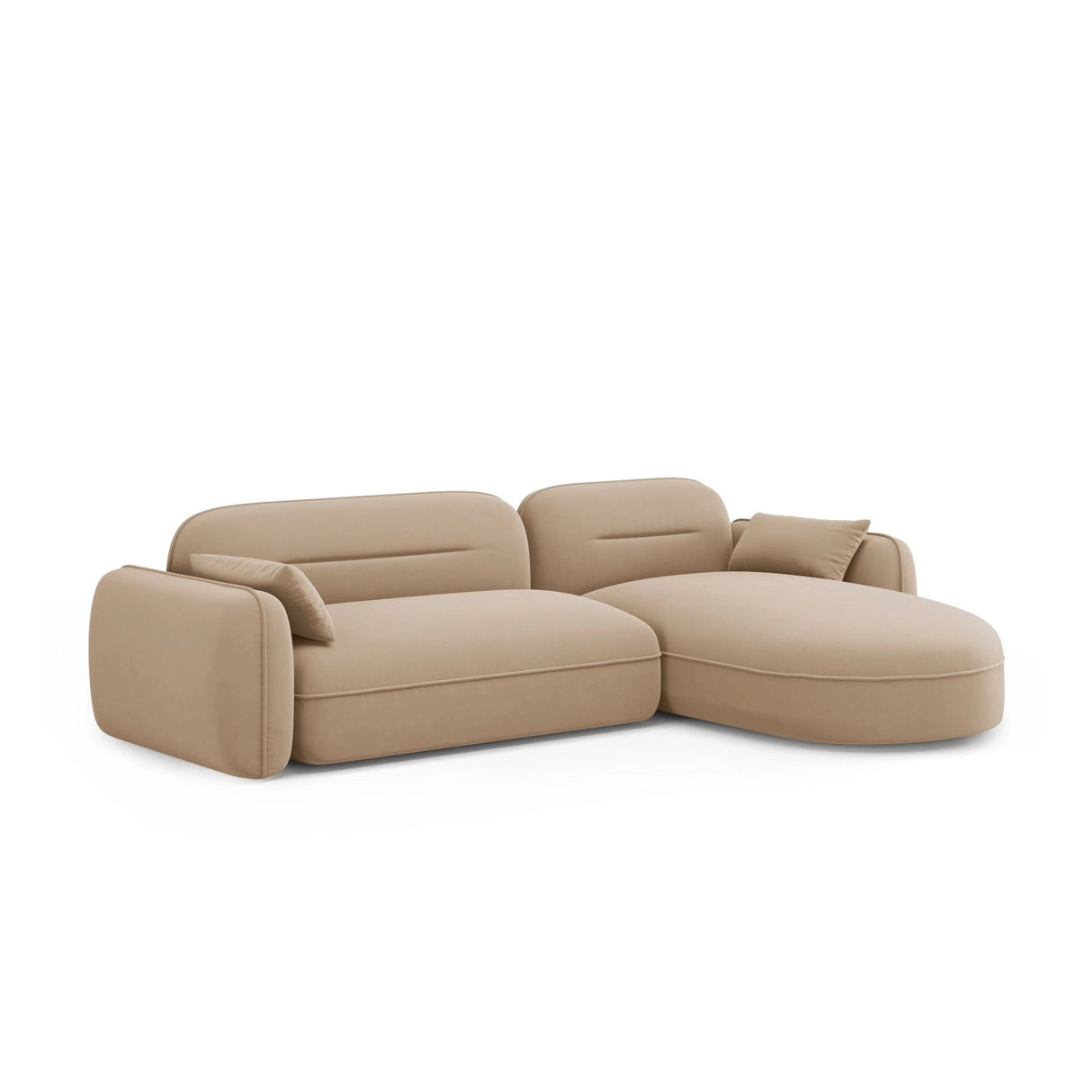 Sydney 4-Sitzer Ecksofa, Rechte Seite, aus Samt in Sand (Casino Lion), 275x165x70 cm von Cosmopolitan Design – Bild 4