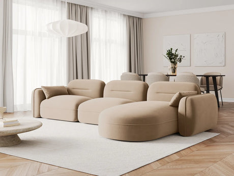 Sydney 4-Sitzer Ecksofa, Rechte Seite, aus Samt in Sand (Casino Lion), 320x165x70 cm von Cosmopolitan Design – Bild 2