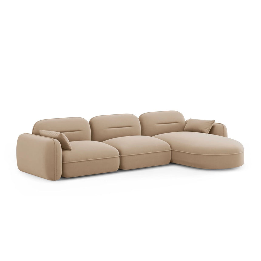 Sydney 4-Sitzer Ecksofa, Rechte Seite, aus Samt in Sand (Casino Lion), 320x165x70 cm von Cosmopolitan Design – Bild 4