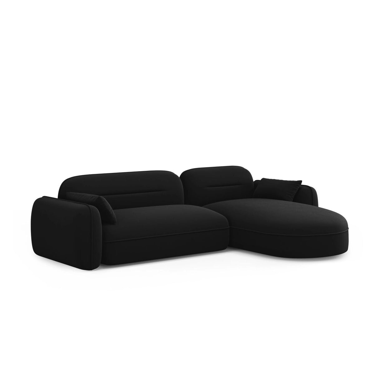 Sydney 4-Sitzer Ecksofa, Rechte Seite, aus Samt in Schwarz (Casino Black), 275x165x70 cm von Cosmopolitan Design – Bild 4