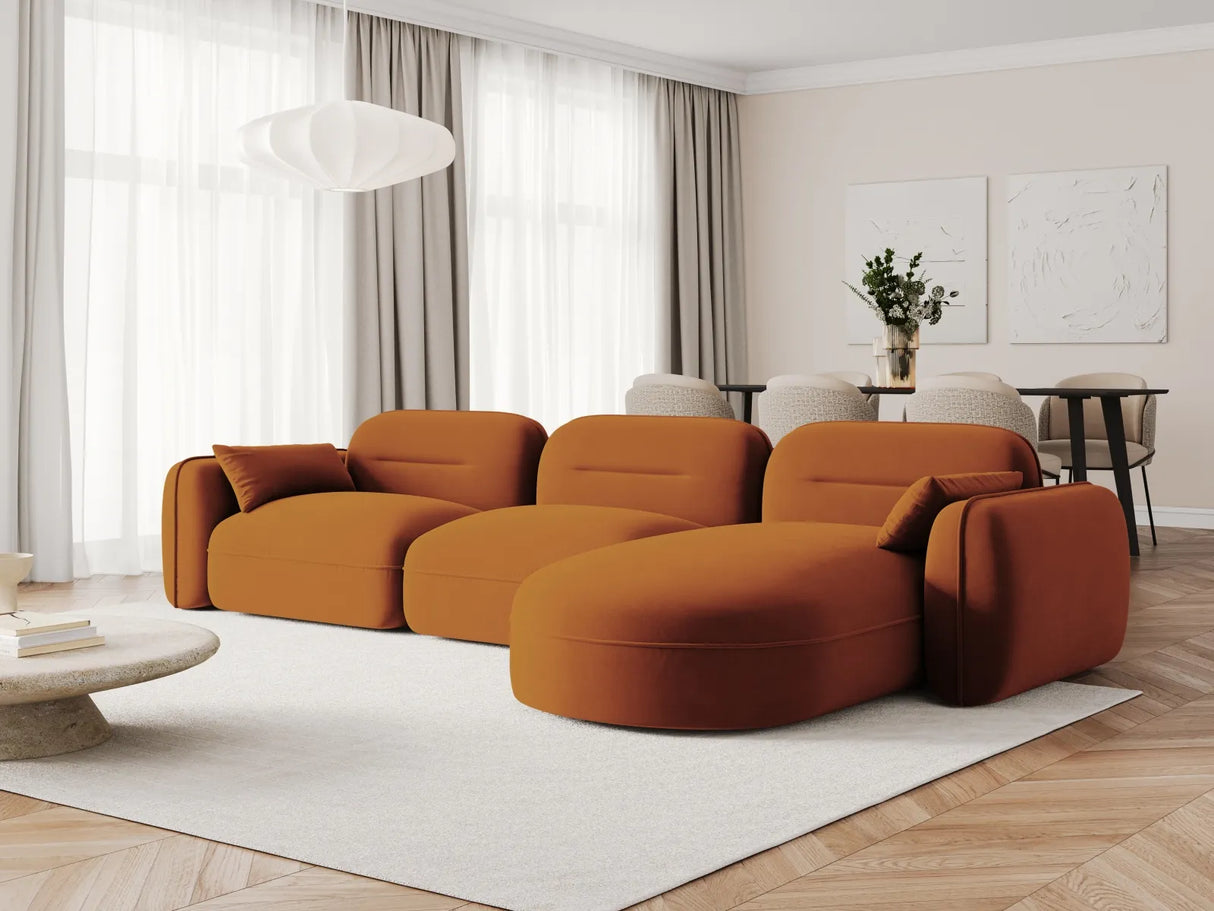 Sydney 4-Sitzer Ecksofa, Rechte Seite, aus Samt in Terrakotta (Casino Terracota), 320x165x70 cm von Cosmopolitan Design – Bild 2