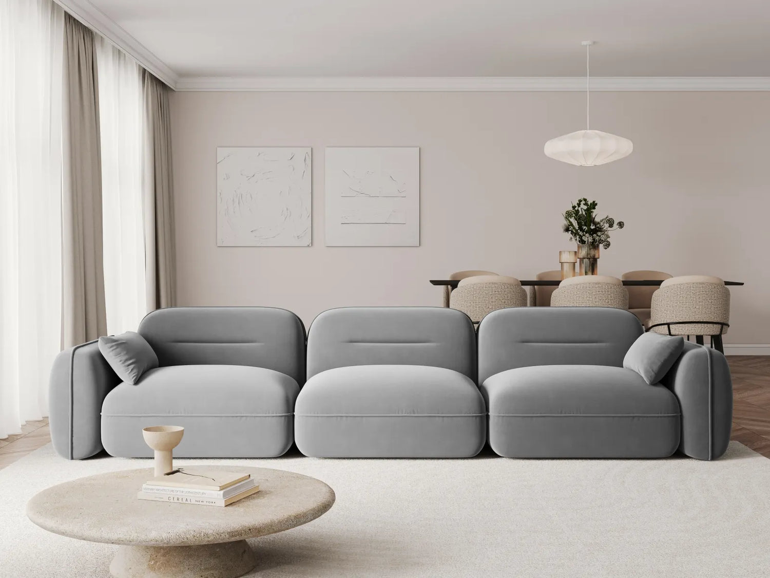 Sydney 4-Sitzer Sofa aus Samt, 320x90x70 cm von Cosmopolitan Design – Bild 2